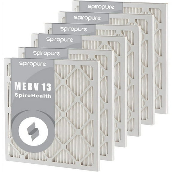 SpiroPure 7.88x7.88x1 MERV 13 Pleated Filter Air Filters - Made in USA (6 Pack)