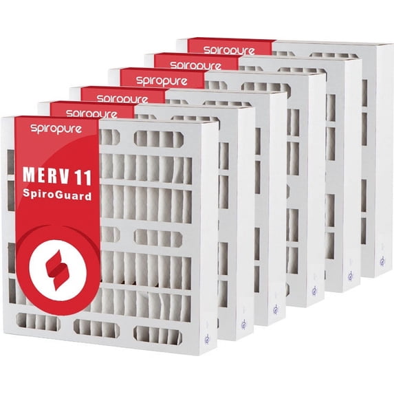 SpiroPure 9.5x16.5x4 MERV 11 Pleated Filter Air Filters - Made in USA (6 Pack)