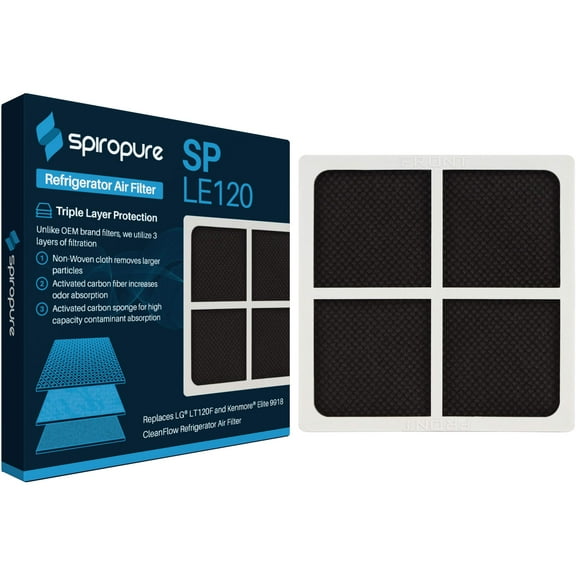 SpiroPure Refrigerator Fresh Air Filter Replacement for LG LT120F, ADQ73214404, 9918, 46-9918, ADQ73214402, ADQ73334008, ADQ73214403 (1 Pack)
