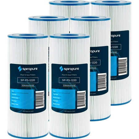 SpiroPure Replacement for Pleatco PA225 Unicel C-4325 Filbur FC-1220 Hayward CX225RE Micro Star Clear C225 Hot Tub Spa Pool Filter Replacement Cartridge (Case of 6)