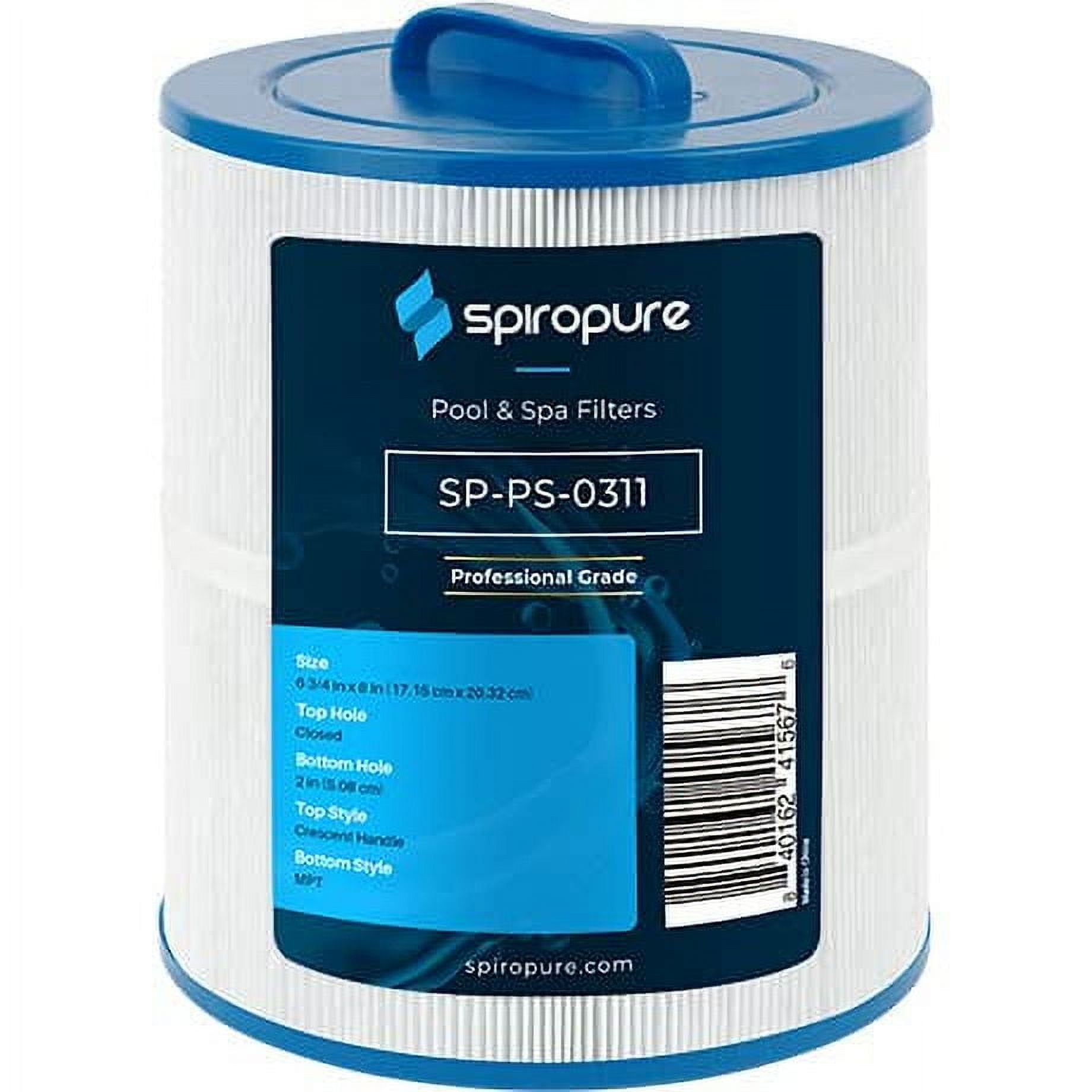 SpiroPure 8" White and Blue Hot Tub Spa Filter Cartridge