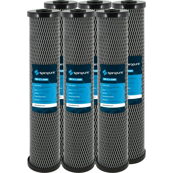 SpiroPure SP-C1-20BB 20x4.5 5 Micron Dual Purpose Sediment and Carbon Water Filter Cartridge C1-20BB 155651-43 (Case of 6)