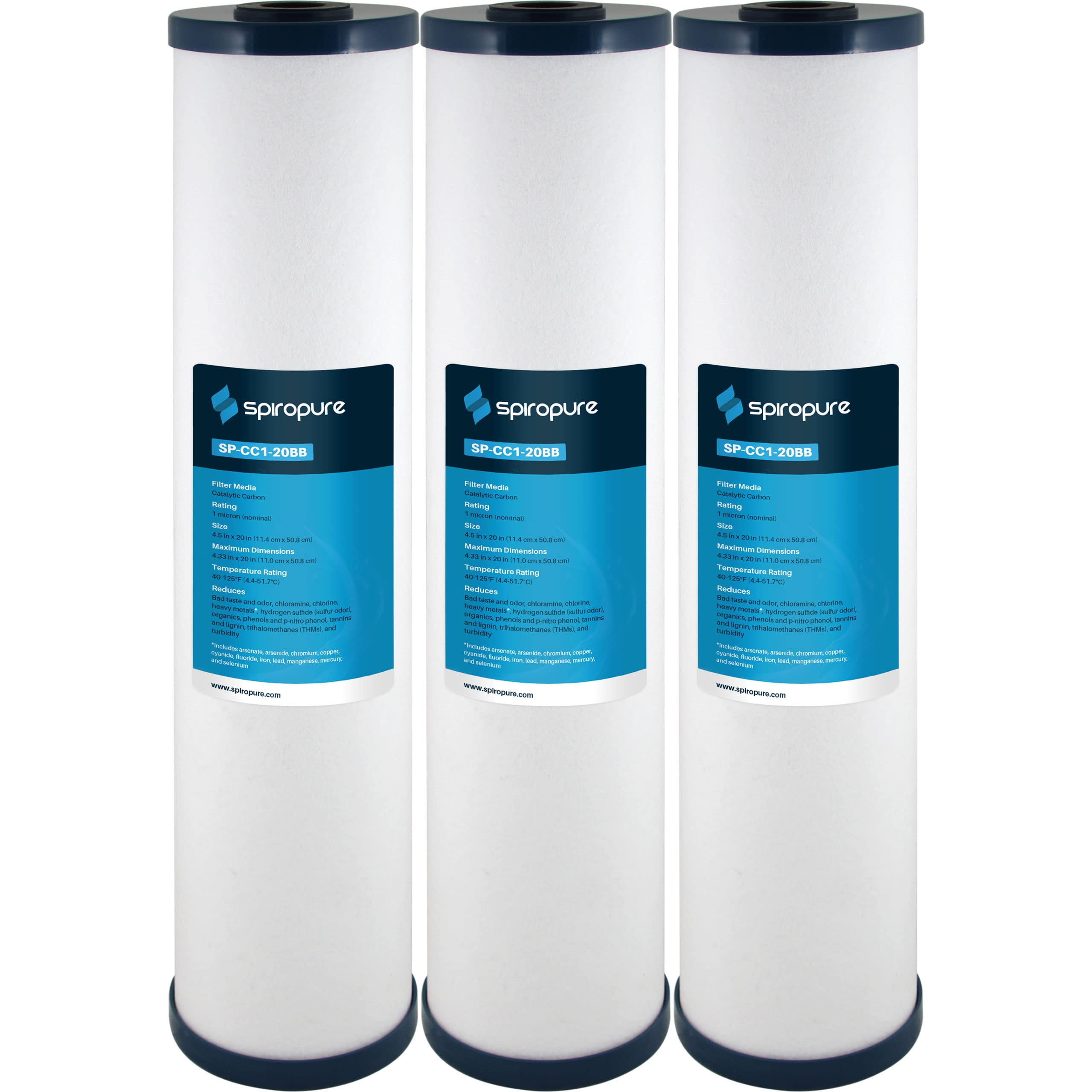 SpiroPure SP-CC1-20BB 20x4.5 Catalytic Carbon Water Filter Cartridge (Case of 3)