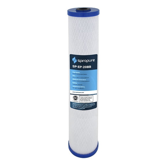 SpiroPure SP-EP-20BB 20 x 2.5 Inch Carbon Water Filter Replacement, 4 Pack