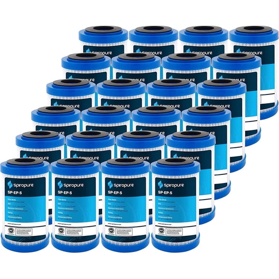 SpiroPure SP-EP-5 5x2.5 5 Micron NSF Certified Coconut Shell Carbon Block Water Filter Cartridge EP-5 255424-43 CB-25-0505 (Case of 24)
