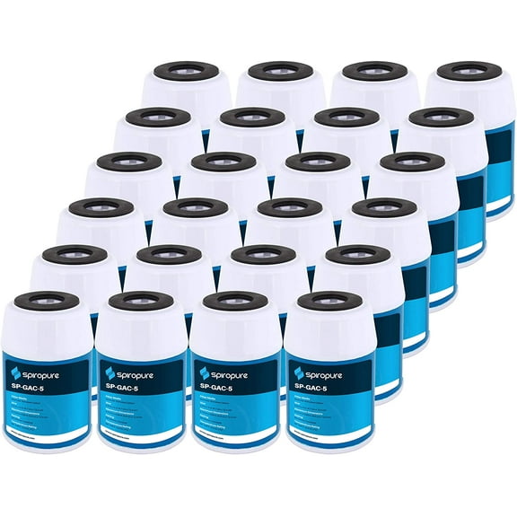 SpiroPure SP-GAC-5 5x2.5 20 Micron Coconut Shell Granular Activated Carbon (GAC) Water Filter Cartridge GAC-5 155110-43 (Case of 24)