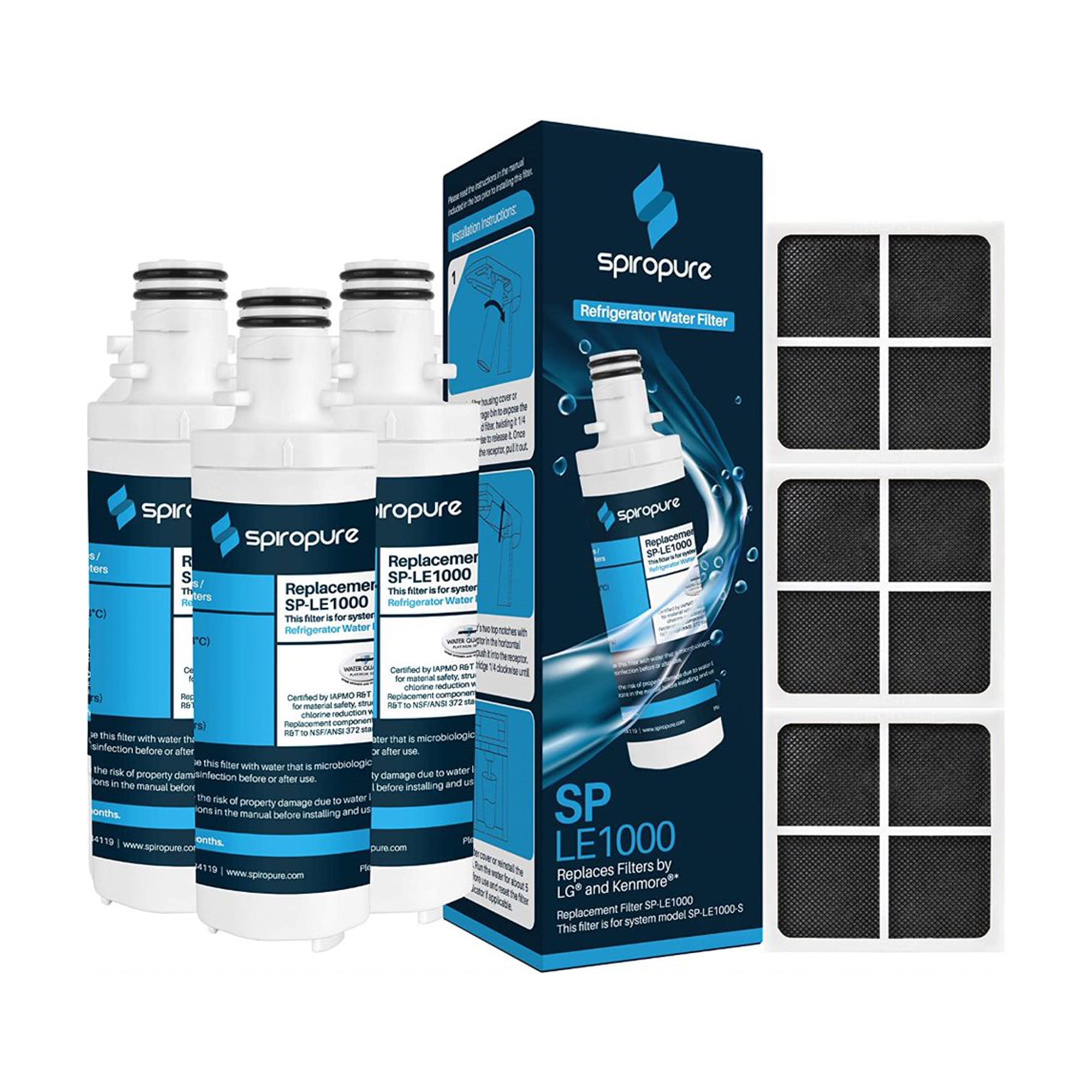 SpiroPure SPLE1000 Fridge Water Filters and SPLE120 Air Filters, 3