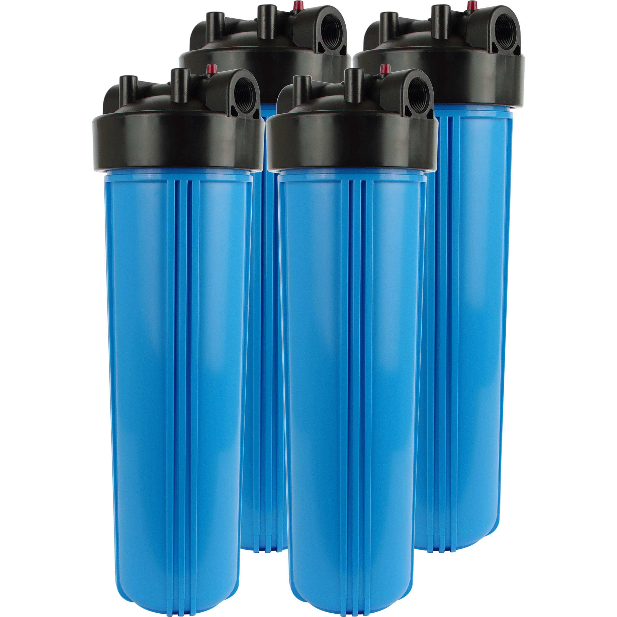 20x4.5 Whole House Water Filter Housing – Blue, 1 Port, Includes Wrench, Gauge & Bracket