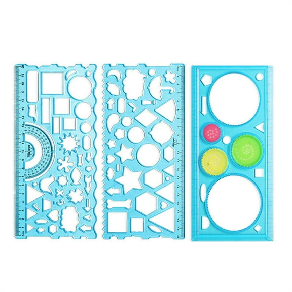 Spirograph Drawing Stencils Set for Students and Artists Multipurpose Geometric Ruler for Creative Painting 4 Pieces Boy and girl Educational Flower Template Set with Random Gear Colors Blue