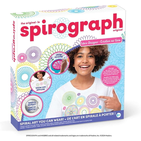 Spirograph Fabric Designer Spiral Art You Can Wear, Kids Toys, Drawing Kit, Classic Gear Design Kit, Fabric Pens, Ages 6+