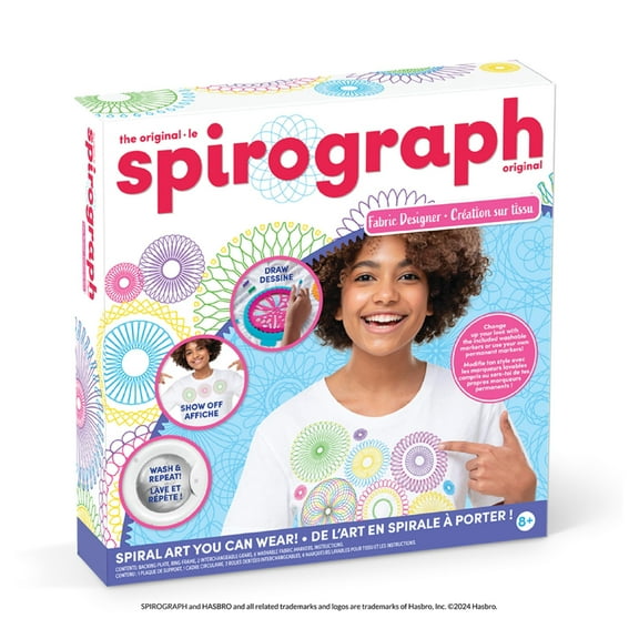 Spirograph Fabric Designer Spiral Art You Can Wear, Kids Toys, Drawing Kit, Classic Gear Design Kit, Fabric Pens, Ages 6+
