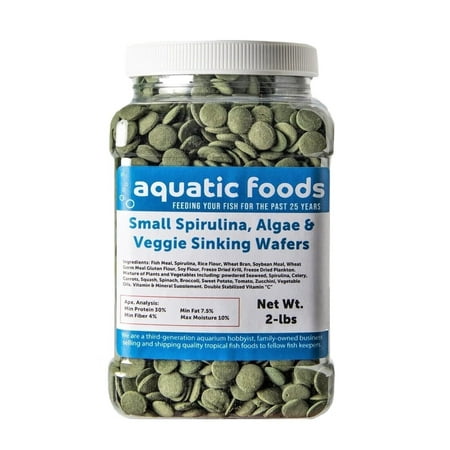 Spirulina, Algae & Veggie 1/2" Small Sinking Wafers for Bottom Fish, Shrimp, Snails, Crabs, Crayfish, All Tropical Fish. AFI Wafers ..2-lb Med Jar
