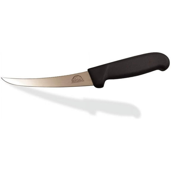 SpitJack 6-Inch Curved Stainless Steel Boning Knife for BBQ Brisket, Meat Trimming, Fish Fillet, and Butcher's Kitchen