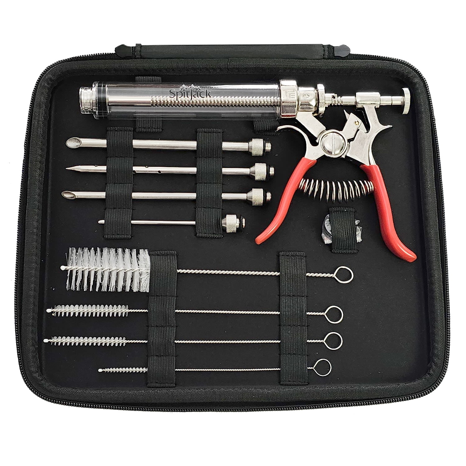 Pulse Stainless Steel Meat Injector Gun Kit with Red Handle