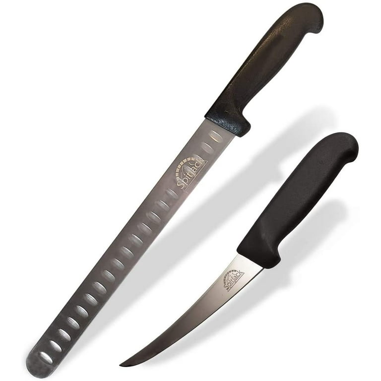 SpitJack BBQ Smoked Brisket Knife for Meat Carving and Slicing - SS, Granton Edge, 11 inch Blade