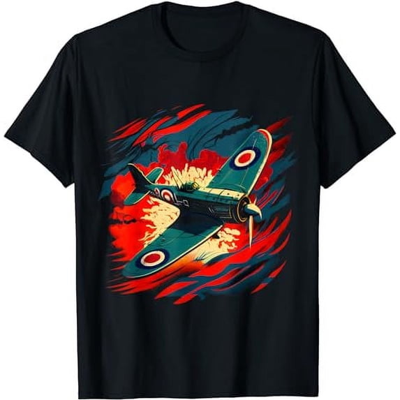 Spitfire Airplane Pilot Aviator Military Warbirds Vintage T-Shirt
