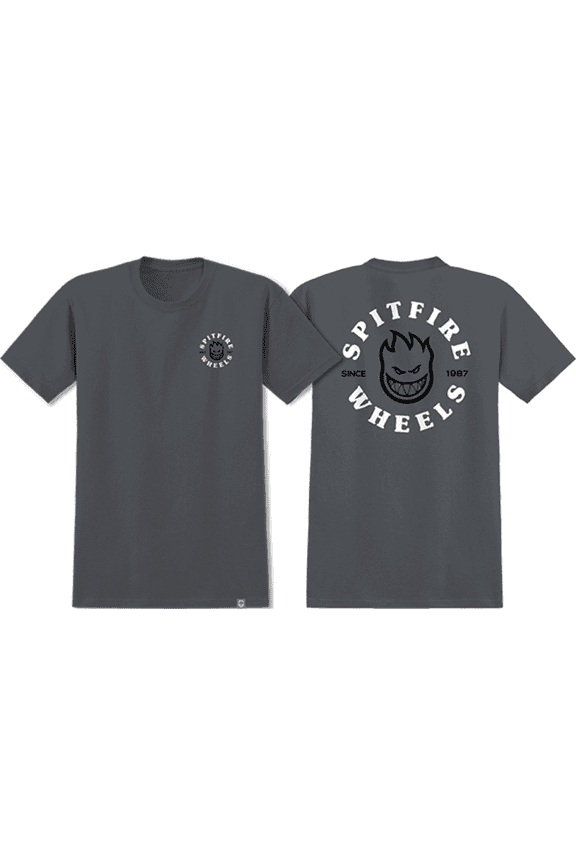 Bighead Classic Short Sleeve T-Shirt Charcoal Black White, Small, Men's