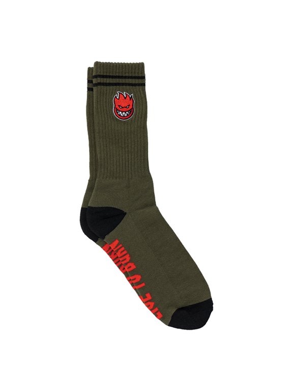 Bighead Fill Emb Crew Olive/Black/Red Socks (1 Pair)