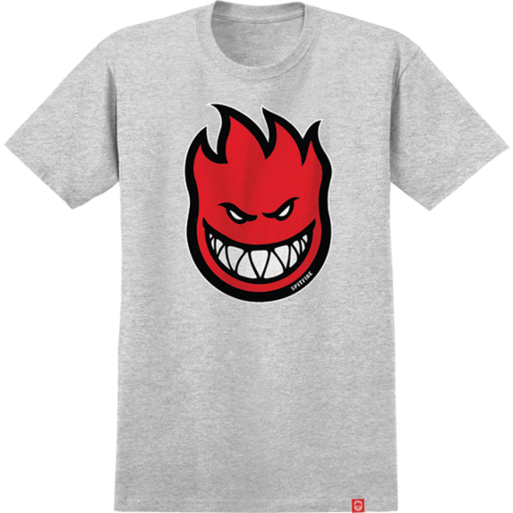 Spitfire Bighead Fill Short Sleeve T-Shirt Ash Red Black White, Large, Men's