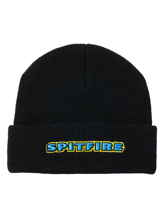 Bighead Mushroom Script Cuff Beanie Hat Black/Blue/Yellow