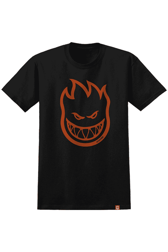Bighead Short Sleeve T-Shirt Black Burnt Orange, Small, Men's