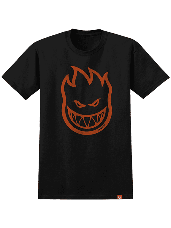 Bighead Short Sleeve T-Shirt Black Burnt Orange, Small, Men's