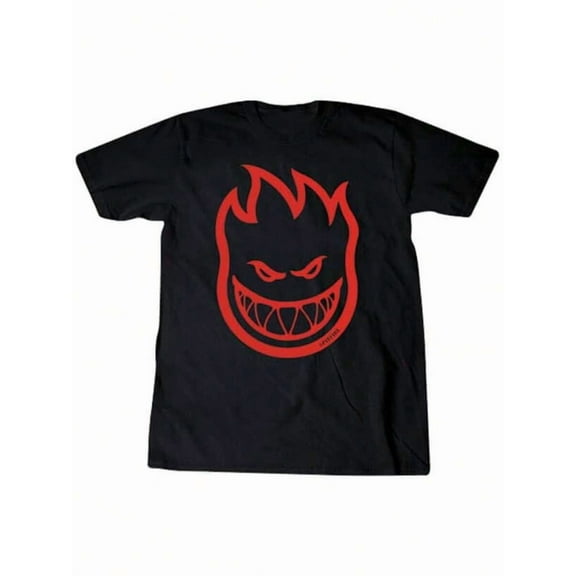 Spitfire Bighead Skateboard T-Shirt - Black/Red, Large, Soft Cotton For Skateboarding