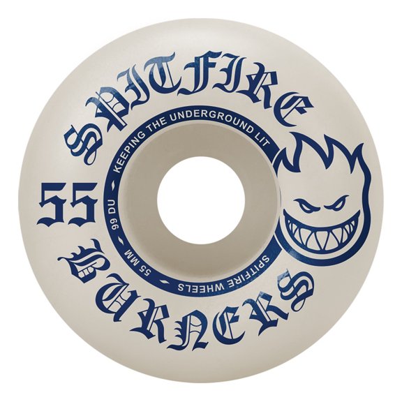 Spitfire Burners Skateboard Wheels 99a 55mm White/Blue