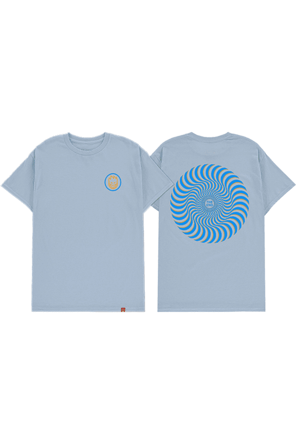 Classic Swirl Overlay Short Sleeve T-Shirt Light Blue Blue Gold, Medium, Men's