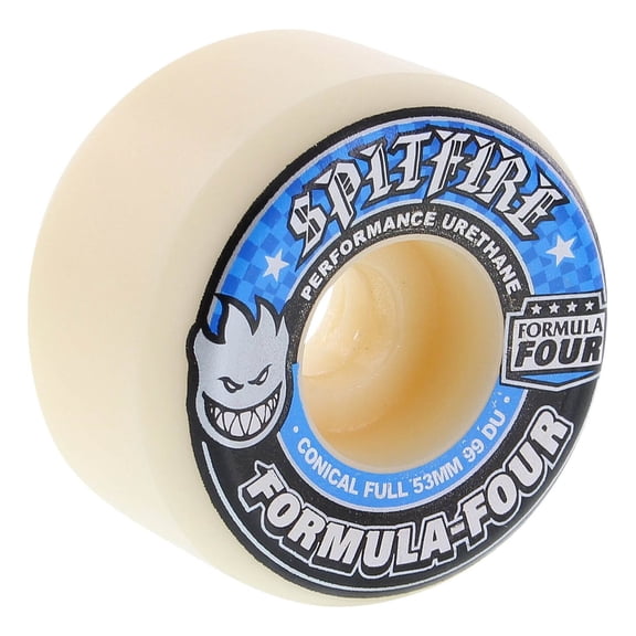 Spitfire F4 Conical Skateboard Wheels 99a 53mm White/Blue