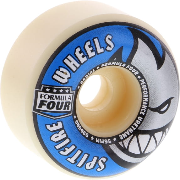 Spitfire F4 Radials Wheels Set White Blue 56mm/99d
