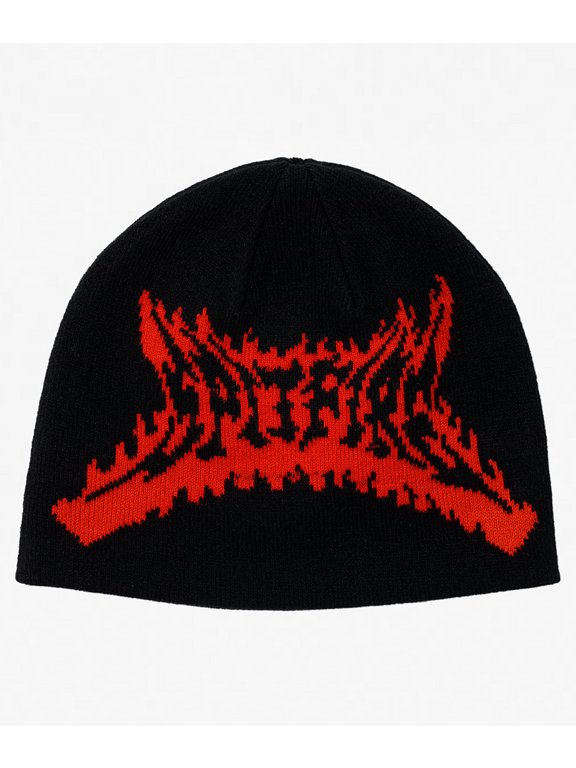 Flame Out Skull Beanie Hat Black/Red