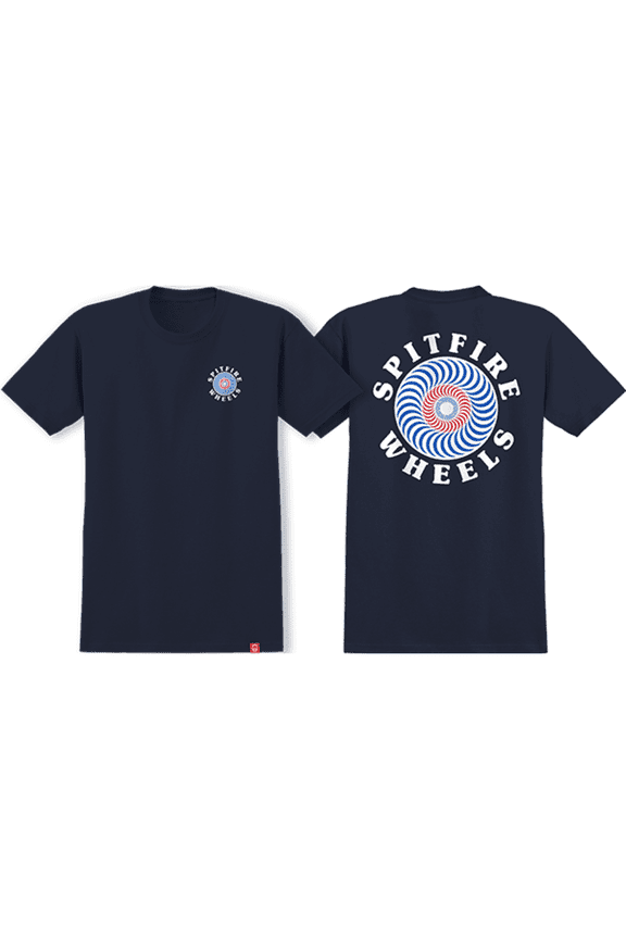 Og Classic Fill Short Sleeve T-Shirt Navy White Blue Red, Small, Men's