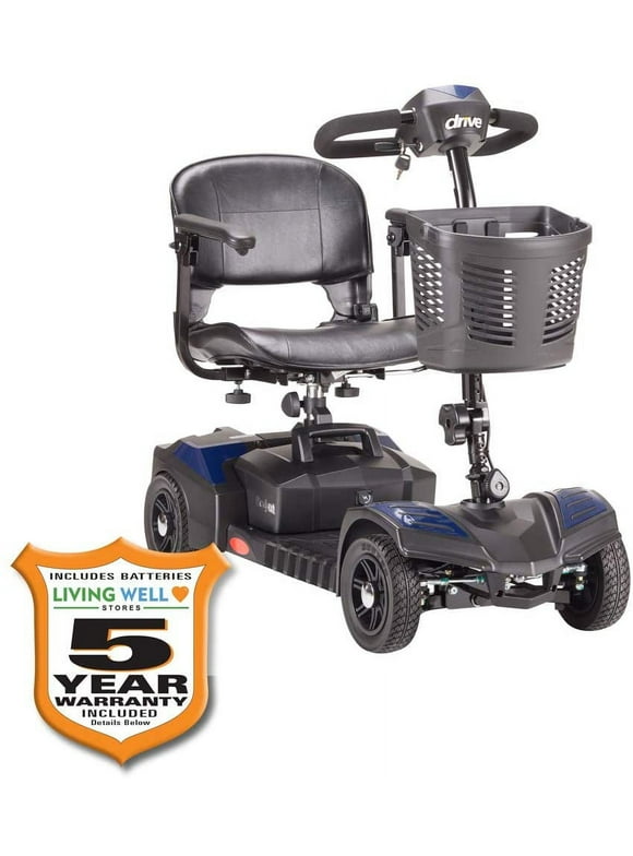 Spitfire Scout 4-EXT 4 Wheel Travel Power Mobility Scooter By Drive Medical with Extended 15 Mile Range 20 AH Battery and 5 Year Extended Warranty