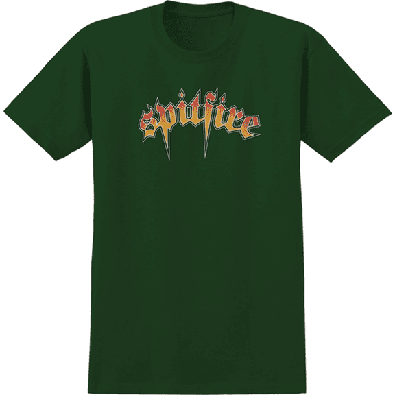Spitfire Venom Script Short Sleeve T-Shirt Forest Green, Small, Men's