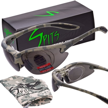 Spits Eyewear MAGshot Magnifying Hunting Shooting Safety Glasses ACU Camo Frame (Lens color: Smoke, Magnifier: 1.75)