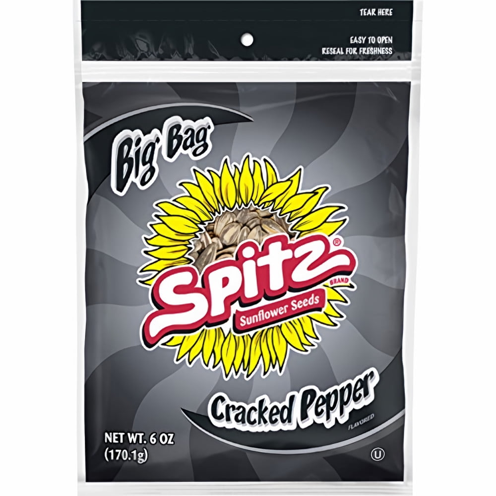 Spitz Cracked Pepper Sunflower Seeds 6 oz Resealable Big Bag (Pack of 20)