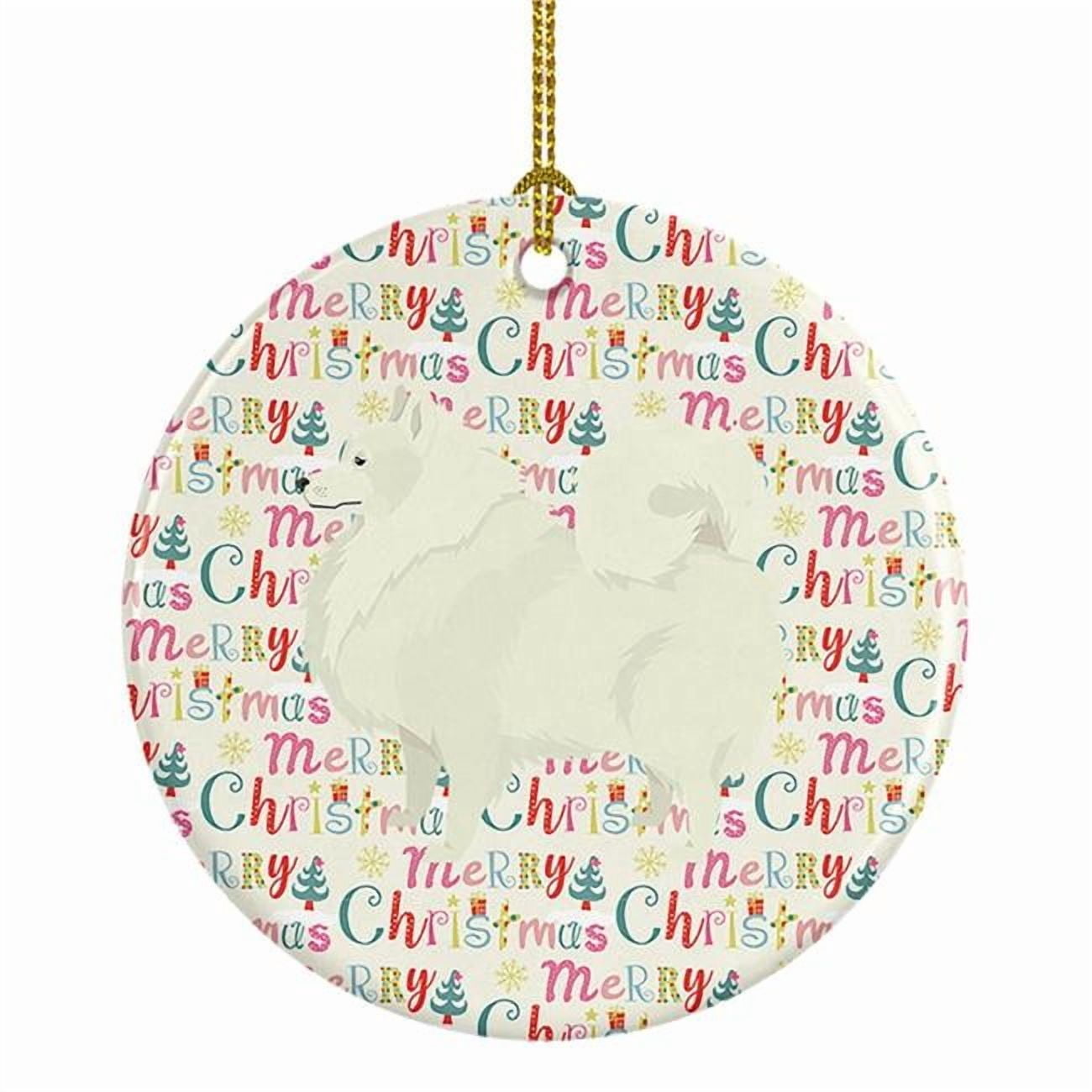 Spitz Merry Christmas Ceramic Ornament 2.8 in x 2.8 in