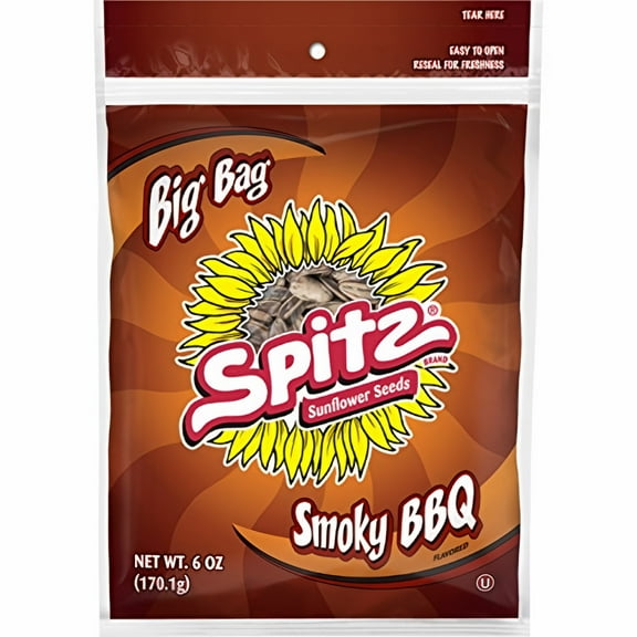 Spitz Smoky BBQ Flavored Sunflower Seeds 6 oz Resealable Bag (Pack of 48)