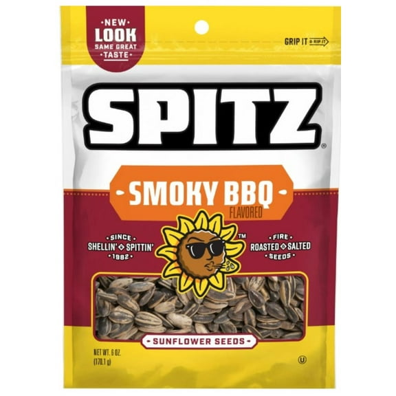 Spitz Smoky BBQ Flavored Sunflower Seeds 6 oz Resealable Bag (Pack of 14)