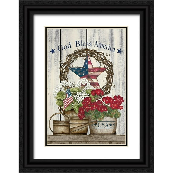 Spivey, Linda 11x14 Black Ornate Wood Framed with Double Matting Museum Art Print Titled - God Bless America Still Life