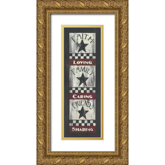 Spivey, Linda 11x24 Gold Ornate Wood Framed with Double Matting Museum Art Print Titled - Faith-Family-Friends