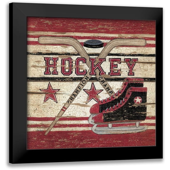 Spivey, Linda 12x12 Black Modern Framed Museum Art Print Titled - Hockey