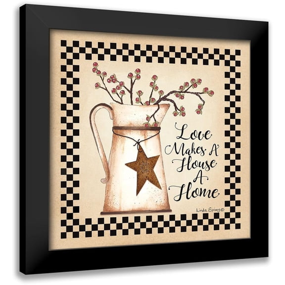 Spivey, Linda 12x12 Black Modern Framed Museum Art Print Titled - Love Makes a House a Home