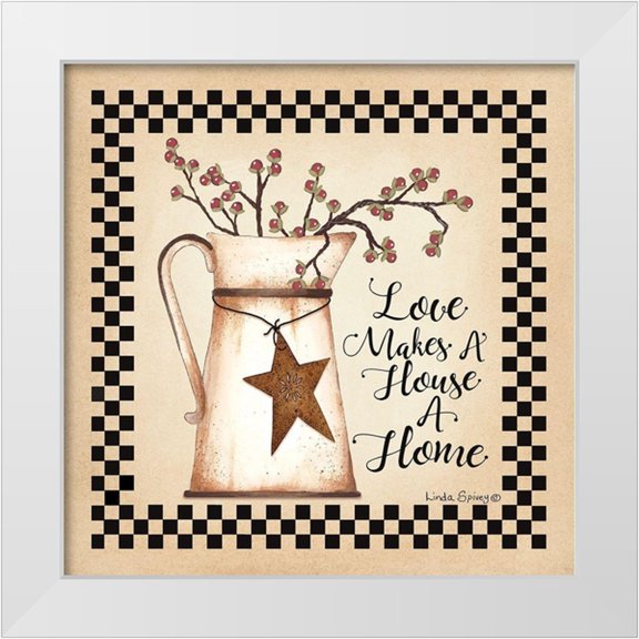 Spivey, Linda 12x12 White Modern Wood Framed Museum Art Print Titled - Love Makes a House a Home