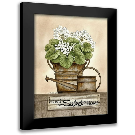 Spivey, Linda 12x14 Black Modern Framed Museum Art Print Titled - Home Sweet Home Geraniums