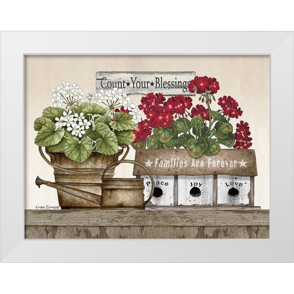 Spivey, Linda 14x12 White Modern Wood Framed Museum Art Print Titled - Count Your Blessings Geraniums