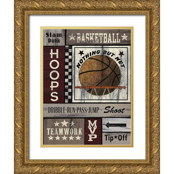 Spivey, Linda 15x18 Gold Ornate Wood Framed with Double Matting Museum Art Print Titled - Basketball Hoops