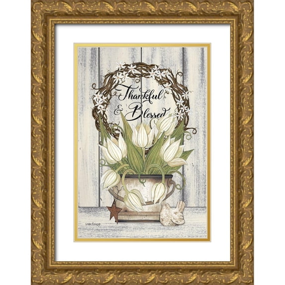 Spivey, Linda 18x24 Gold Ornate Wood Framed with Double Matting Museum Art Print Titled - Thankful And Blessed