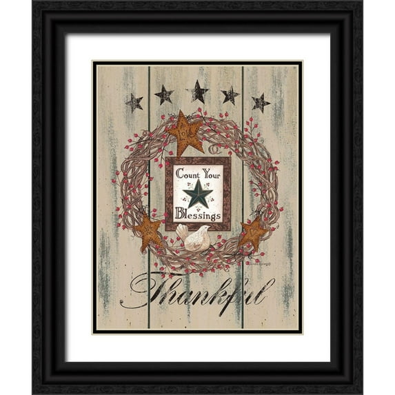 Spivey, Linda 19x24 Black Ornate Wood Framed with Double Matting Museum Art Print Titled - Count Your Blessings